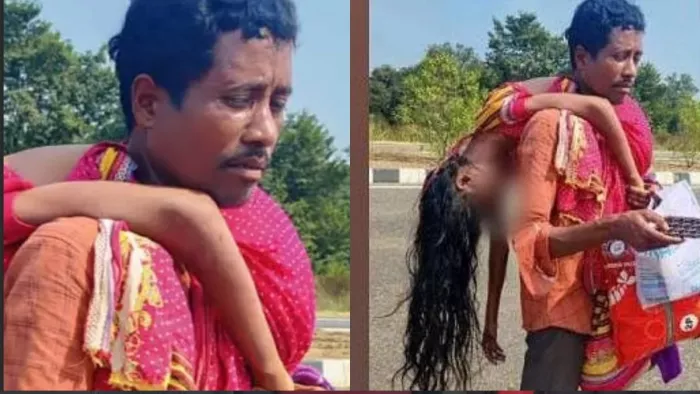 पत्नी के शव को कंधे पर उठाकर ले चला सामुलू पांगी