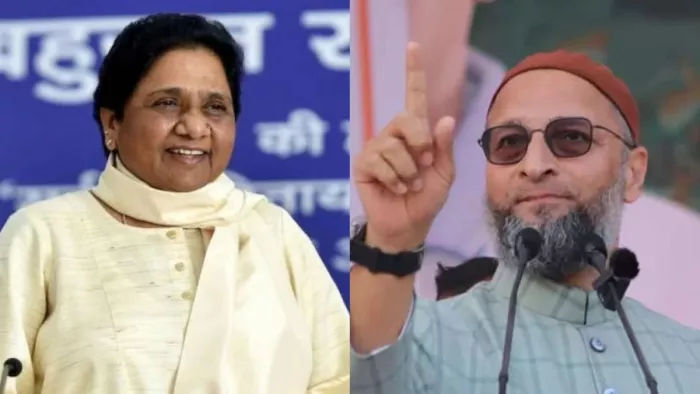 बसपा सुप्रीमो मायावती और एआईएमआईएम प्रमुख असदुद्दीन ओवेसी। (फाइल फोटो-सोशल मीडिया)