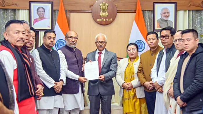 मणिपुर के सीएम एन बीरेन सिंह ने अपने पद से दिया इस्तीफा। (फोटो- एएनआई)