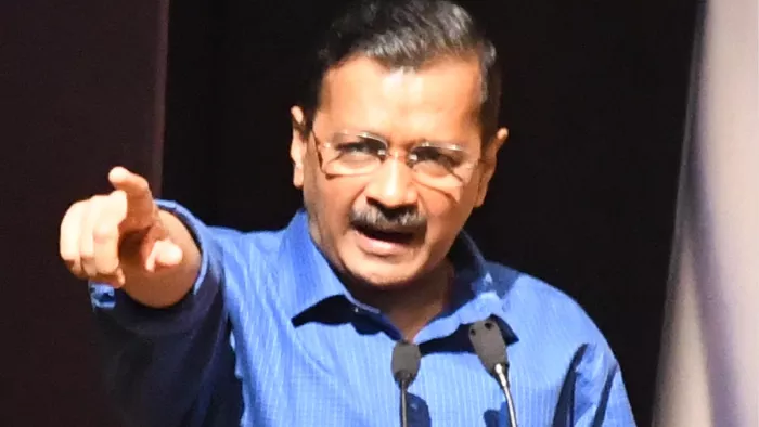सिविक सेंटर के सभागार में महिला शक्ति के सम्मान में आयोजित कार्यक्रम में बोलते मुख्यमंत्री अरविंद केजरीवाल। (फोटो- ध्रुव कुमार)