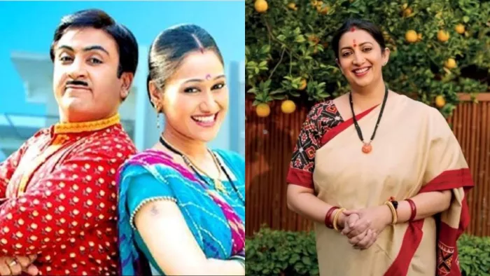 Still Image of Jethalal and Dayaben (Left) and File Photo of Smriti Irani (Right)