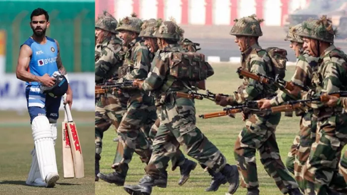 विराट कोहली ने किया सेना को सलाम। इमेज- एक्स