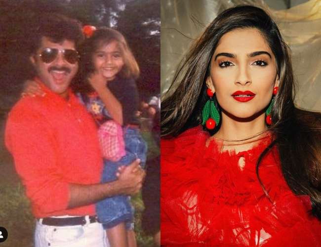 Anil Kapoor with Sonam Kapoor in old pic. Photo- Instagram