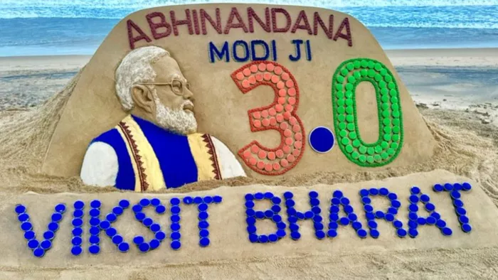 रेत कलाकार सुदर्शन पटनायक ने पीएम बनने के लिए दी नरेंद्र मोदी को दी बधाई (फोटो- @sudarsansand)