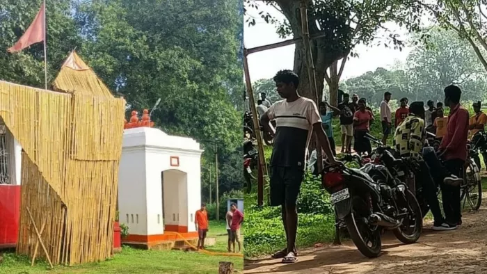 Jharkhand, Lohardaga News: लोहरदगा में असामाजिक तत्वों ने शिव मंदिर में फेंका प्रतिबंधित मांस।