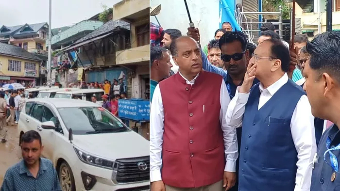 थुनाग में जेपी नड्डा सड़क किनारे खड़े थे और मुख्यमंत्री का काफिला पास से गुजर गया।