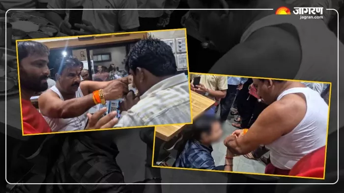 वीडियो में साफ दिख रहा है कि वह कर्मचारी को डांटते हुए उसे थप्पड़ मारते हैं।