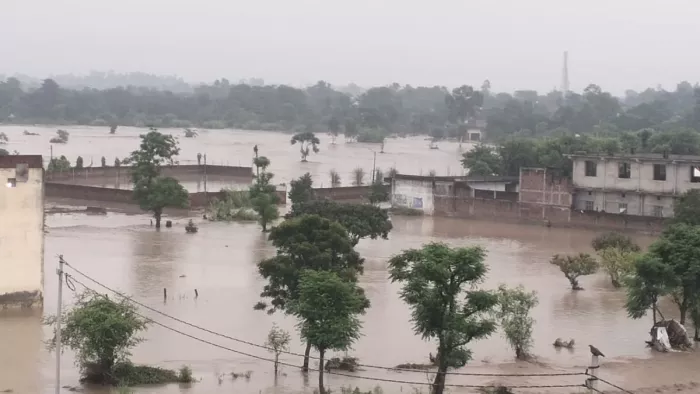 Bijnor News: बिजनौर में मालन नदी का जलस्तर बढ़ा, बस्ती में घुसा पानी