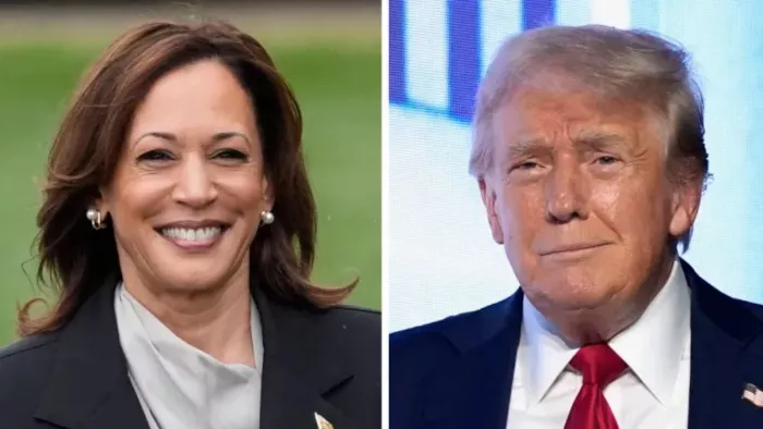 US Election 2024 ट्रंप से आगे निकलीं कमला हैरिस।