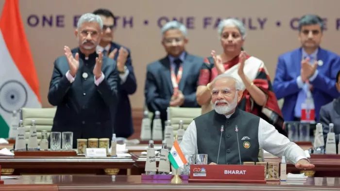 भारत की अध्यक्षता में नई दिल्ली में आयोजित हुई जी-20 की बैठक। फाइल फोटो।