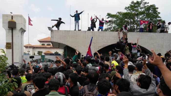 नेपाल में जेन-जी का विरोध प्रदर्शन। फोटो- पीटीआई