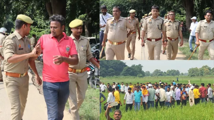 पैमाइश की सूचना पर फतेहपुर गांव में पहुंचे सपाइयों पर लाठीचार्ज के बाद भगदड़। -जागरण