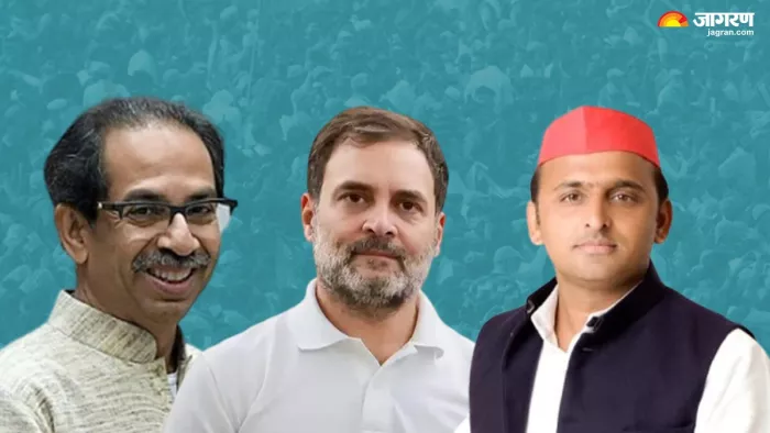 उद्धव ठाकरे, राहुल गांधी और अखिलेश यादव। (Photo Jagran)