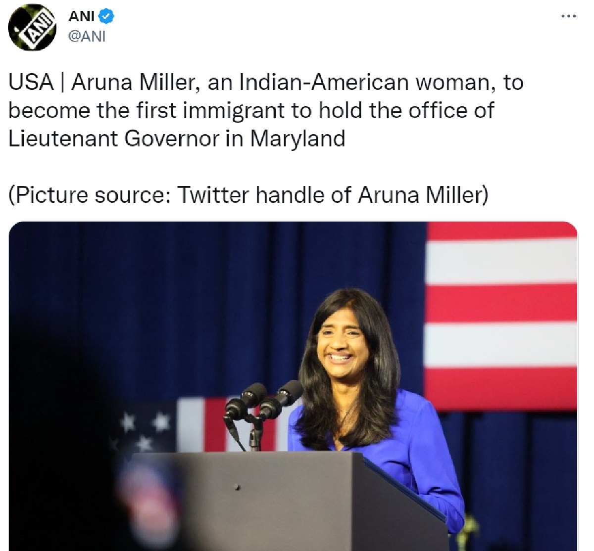 Aruna Miller: अमेरिका में भारतीय मूल की अरुणा मिलर ने रचा इतिहास, मैरीलैंड  की लेफ्टिनेंट गवर्नर बनीं - Indian American Aruna Miller to become first  immigrant to hold the office of ...