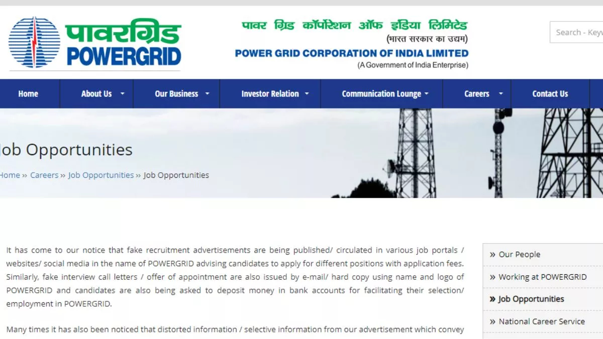 पॉवरग्रिड कॉर्पोरेशन ऑफ इंडिया लिमिटेड (Powergrid Corporation of India Limited) डिप्लोमा ट्रेनी के पदों पर भर्ती करने जा रहा है।