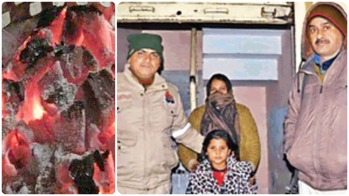 मां बेटी को बचाकर लाए पुलिसकर्मी। जागरण