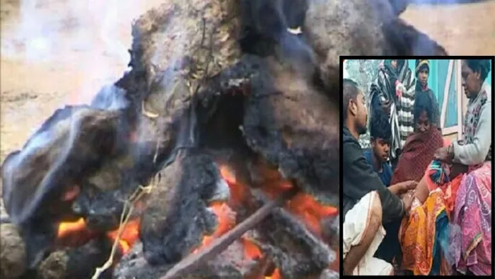 बच्चे को चिड़ी काठी का दाग लगाते ओझा (फाइल फोटो)