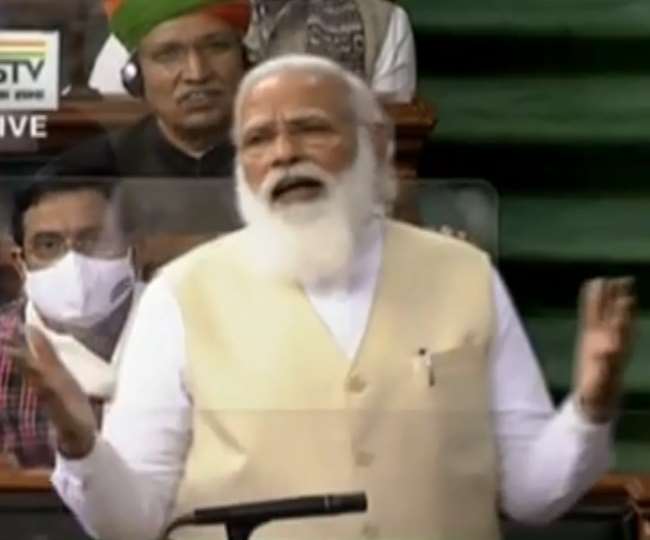 लोकसभा में प्रधानमंत्री नरेंद्र मोदी ने दिल्ली की सीमा पर चल रहे आंदोलन पर भी बोला।
