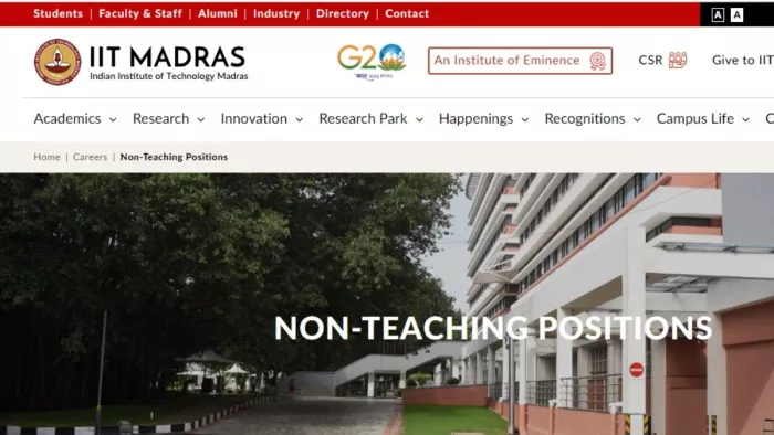 IIT Madras Recruitment 2024: आईआईटी मद्रास ने नॉन-टीचिंग के पदों पर निकाली भर्ती, 12 मार्च तक करें आवेदन