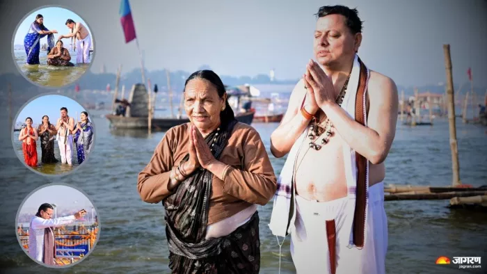महाकुंभ पहुंचे CM धामी ने परिवार संग संगम में लगाई डुबकी।