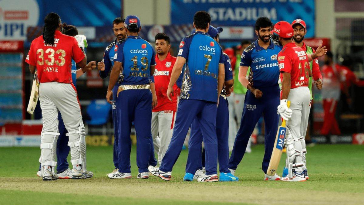 ipl first double super over match between mumbai indians and punjab kings kl rahul gayle rohit sharma