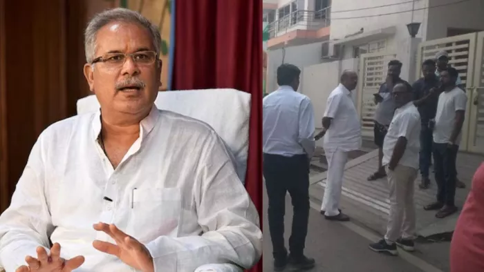 भूपेश बघले पर घर पर ईडी ने आज कार्रवाई की।(फोटो सोर्सं: एएनआई)