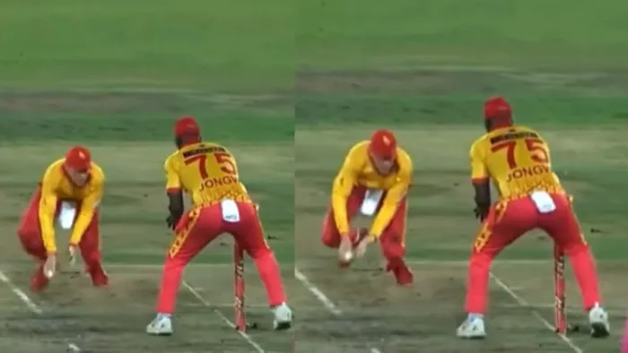 BAN vs ZIM: जिम्बाब्वे के फील्डर्स की बचकानी हरकत।