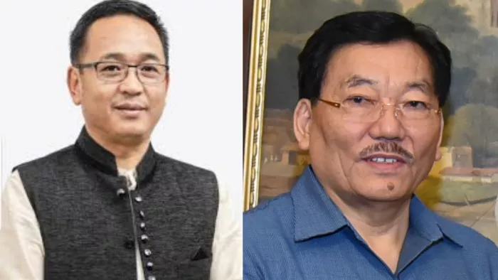 सिक्किम के मौजूदा सीएम प्रेम सिंह तामांग और पूर्व सीएम पवन चामलिंग (बाएं से दाएं)