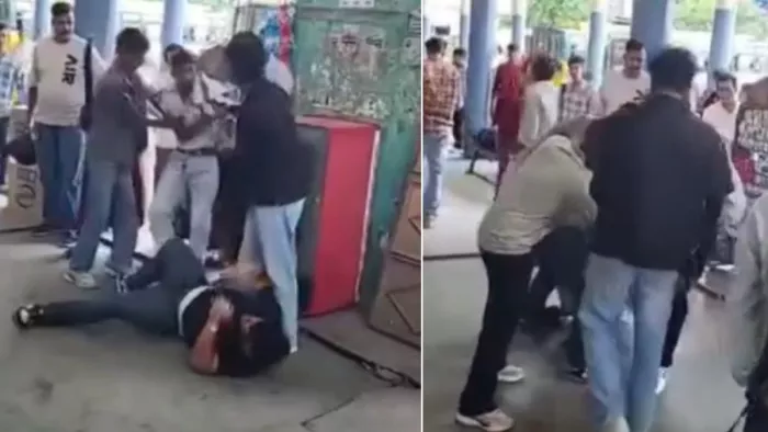 हमीरपुर बस अड्डे पर भिड़ते कालेज छात्र