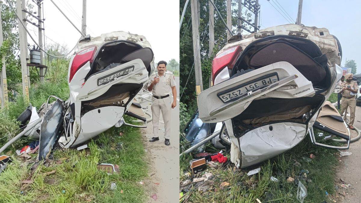 tragic accident on jalandhar pathankot highway high speed car lost control and overturned driver died
