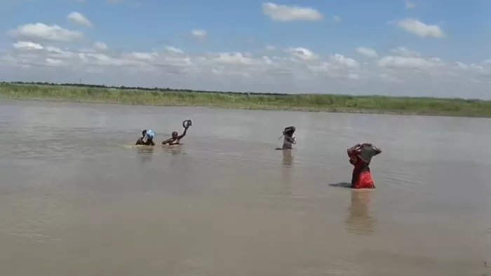 बीएलओ का कोसी नदी में वीडियो बनाना पड़ा भारी। जागरण फोटो