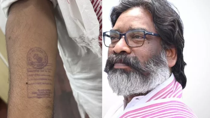 हेमंत सोरेन ने शेयर किया हाथ का फोटो (जागरण)