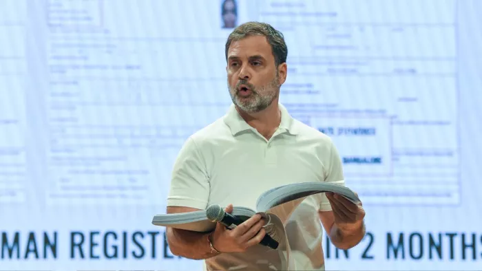 राहुल गांधी का वोट चोरी के खिलाफ शुरू किया अभियान। (फोटो- एएनआई)