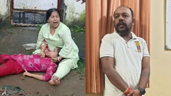 दुर्घटना के बाद बच्ची के शव को गोद में लेकर रोती बिलखती मां और घटना करने वाला वाहन मालिक। (जागरण)