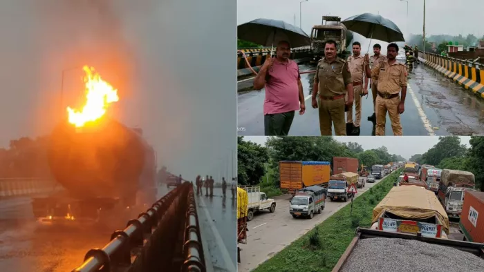 Fire On Lucknow Ayodhya Highway: लखनऊ-अयोध्या हाईवे पर गैस टैंकर में लगी आग
