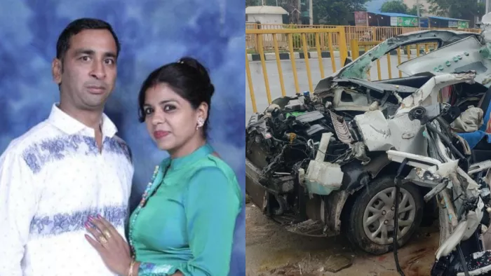 ट्रक और कार की भिड़ंत में पति-पत्नी समेत तीन की मौत।