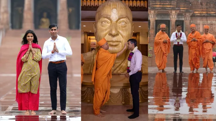 ब्रिटेन PM ऋषि सुनक ने पत्नी संग अक्षरधाम मंदिर में दर्शन किए