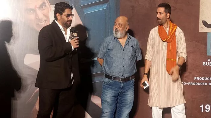 कानपुर में जाली एलएलबी-3 की ट्रेलर लांचिंग करते अरशद, अक्षय कुमार और सौरभ शुक्ला। जागरण