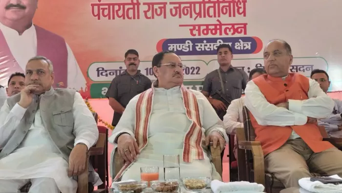 भारतीय जनता पार्टी के राष्ट्रीय अध्यक्ष जेपी नड्डा मंडी में।