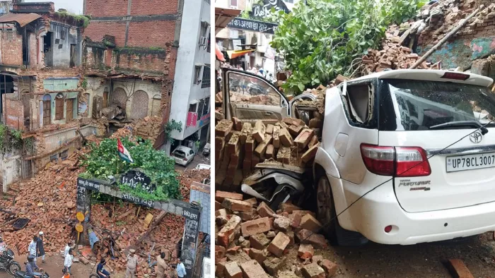 कानपुर के यतीमखाना के पास दो मंजिला मकान गिरा।