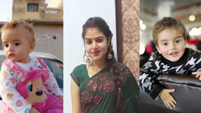 वर्षा और उसके दोनों बच्चों की फाइल फोटो।