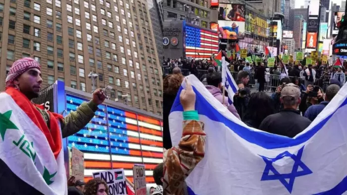 Israel Hamas War इजरायल युद्ध को लेकर प्रदर्शन।