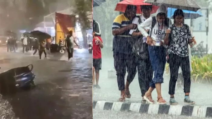 मुंबई के कई निचले इलाकों में जलभराव हो गया है। (Photo- ANI)