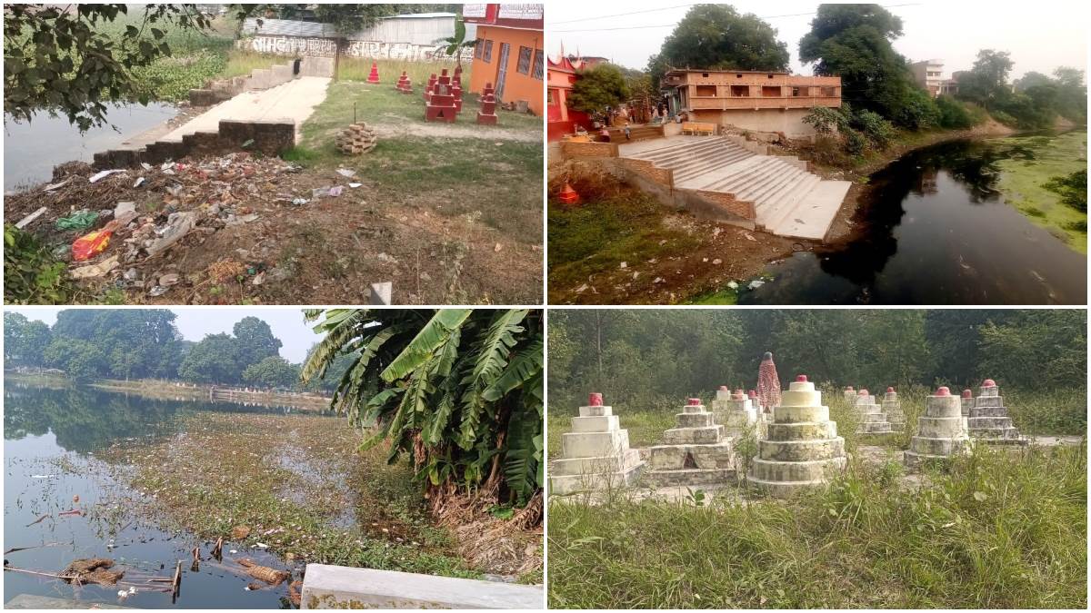 chhath puja 2023 dirt and hyacinth on chhath ghats anger among the devotees
