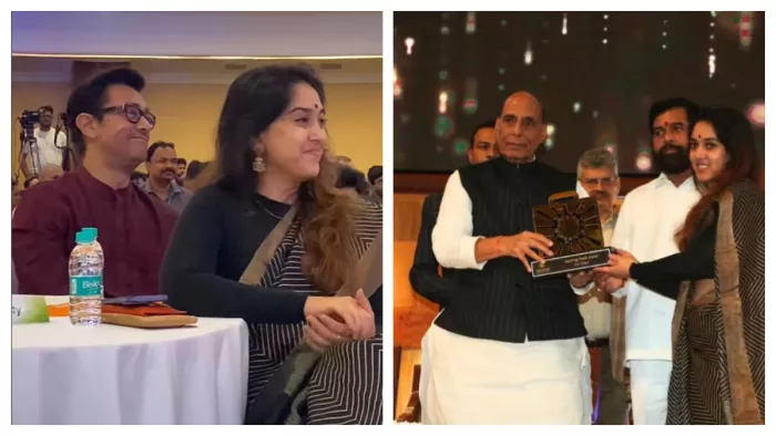 Aamir Khan daughter Ira Khan receive award from Defence Minister Rajnath Singh