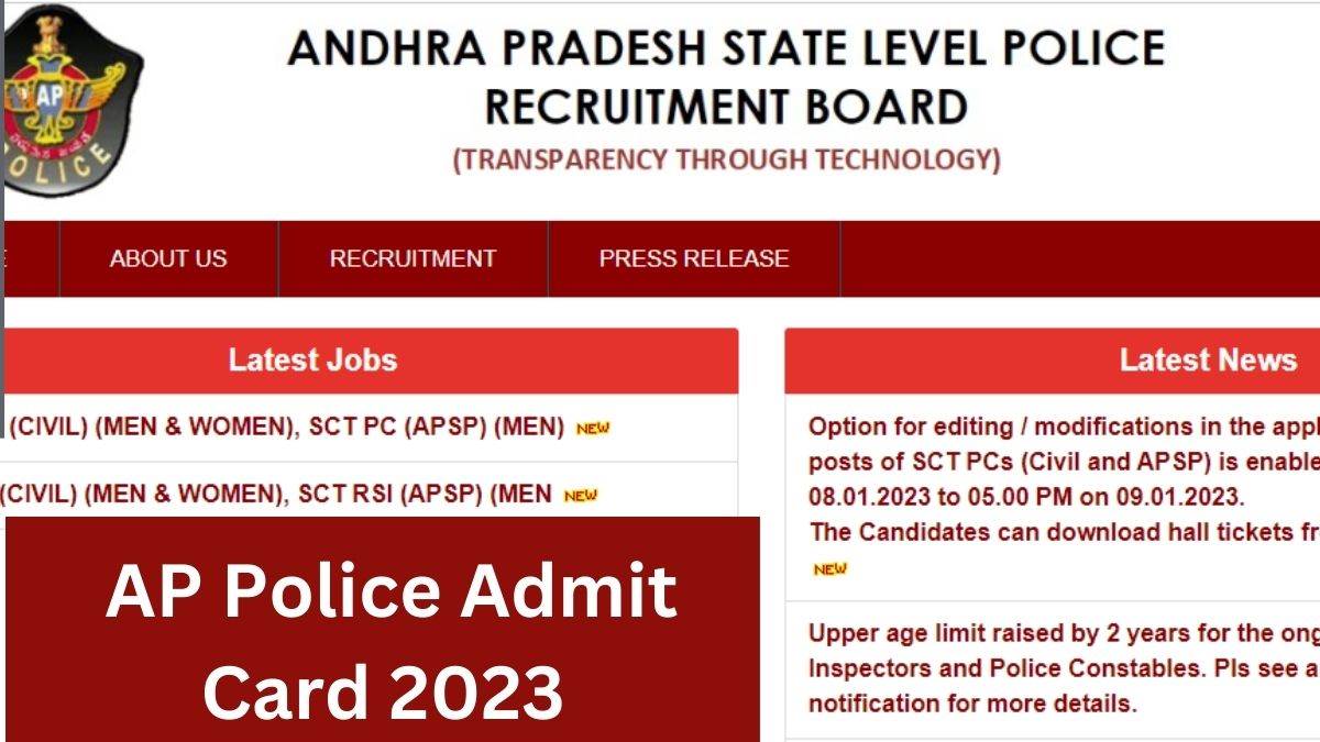 AP Police Admit Card 2023 आंध्र प्रदेश पुलिस कांस्टेबल प्रवेश पत्र