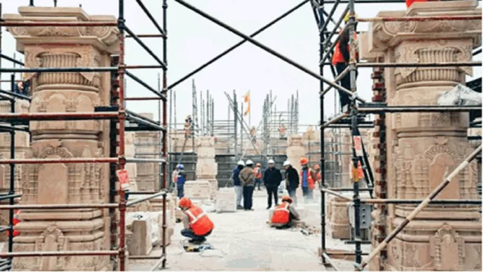 अयोध्या : रामजन्मभूमि परिसर में मंदिर का निर्माणाधीन प्रथमतल lसौ. रामजन्मभूमि तीर्थ क्षेत्र ट्रस्ट