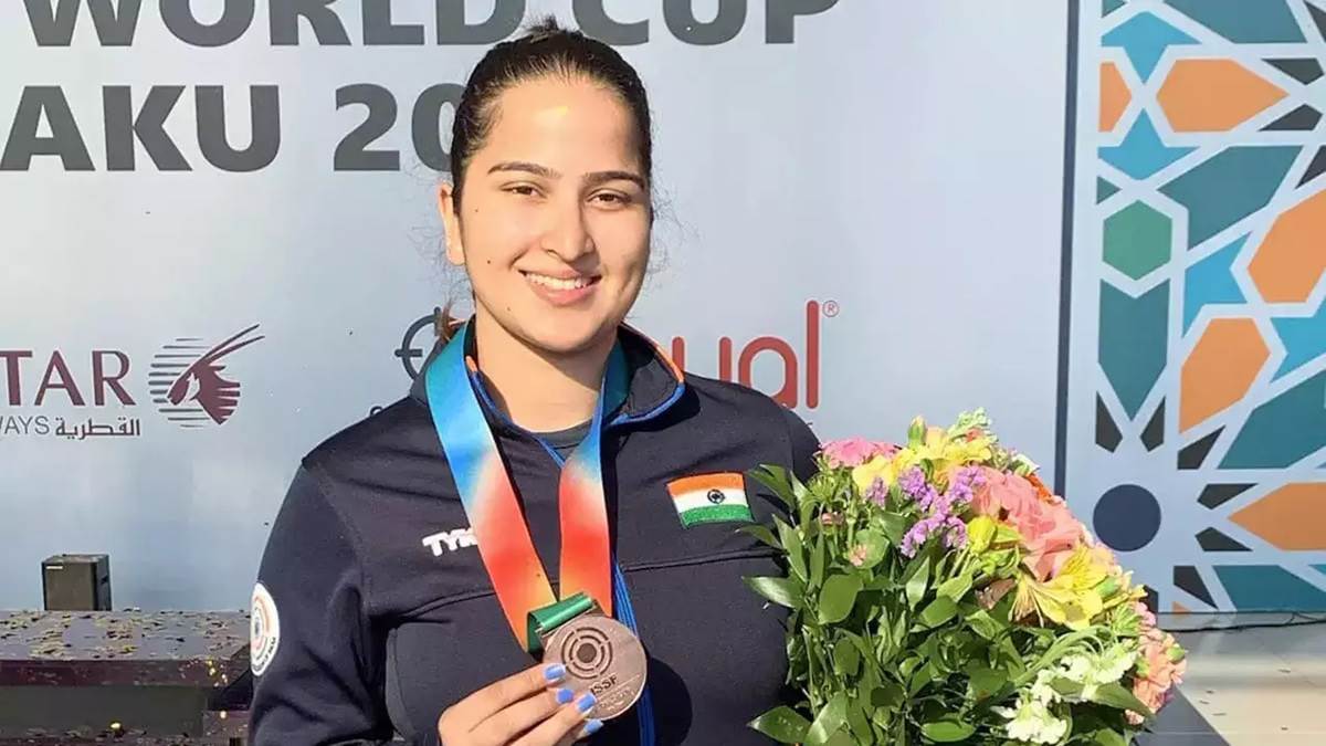 rhythm sangwan won 16th bronze medal in shooting and qualifies for paris olympics
