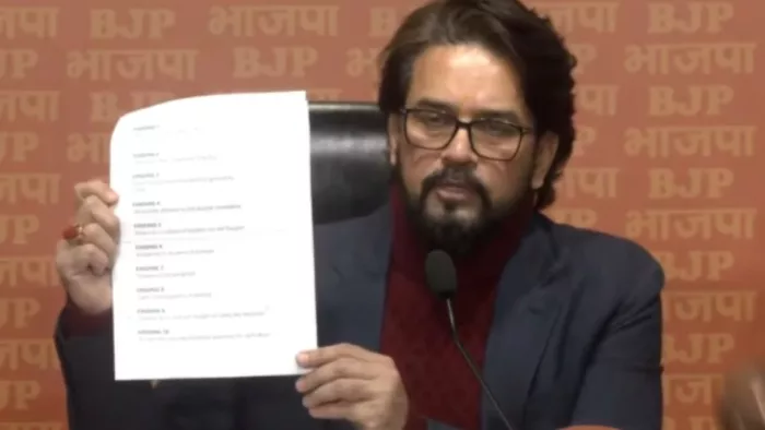 कैग रिपोर्ट के अनुसार 2026 करोड़ का है शराब घोटालाः अनुराग ठाकुर। फोटो स्क्रीम ग्रैब