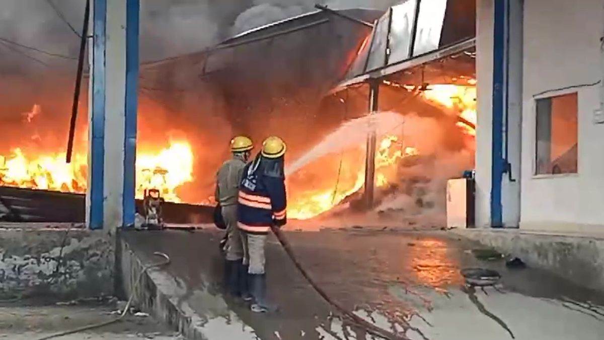 ncr fire breaks out in shoe warehouse in alipur delhi